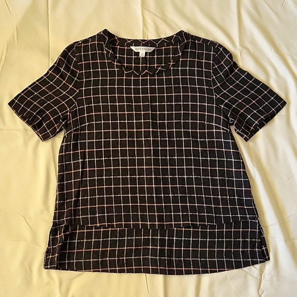 DownEast Ruffled Checkered XS Blouse